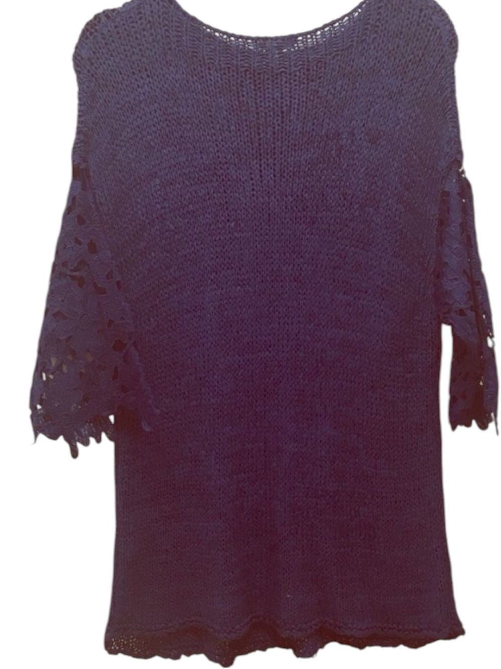 NWOT Cato Blue Sweater with Sleeve Lace Detail Size Large